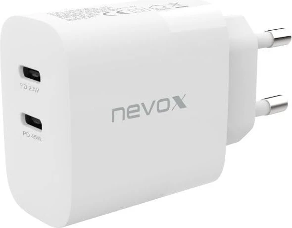 Nevox 45W Dual USB-C Power Delivery (PD) Ladegerät GaN weiß