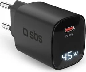 SBS Mobile 45-Watt-Ladegerät mit integriertem Display schwarz