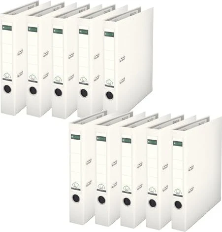 Leitz Qualitäts Ordner 2-Ring 180° Plastik, 50mm, A4, weiß, 10er-Pack