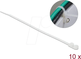 DeLOCK Kabelbinder mit Befestigungsöse, 4.8mm, 200mm, weiß, 10 Stück