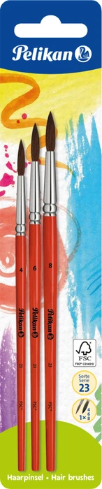 Pelikan Sorte 23 Haarpinsel Gr. 4/6/8 Pinselset, 3-tlg.