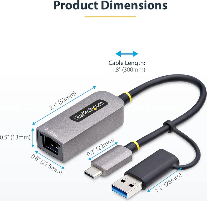 StarTech 2.5G LAN-Adapter, RJ-45, USB-C 3.0/USB-A 3.0 [Stecker]