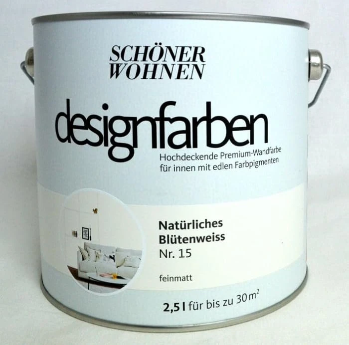 Schöner Wohnen Designfarben innen natürliches blütenweiß matt, 2.5l