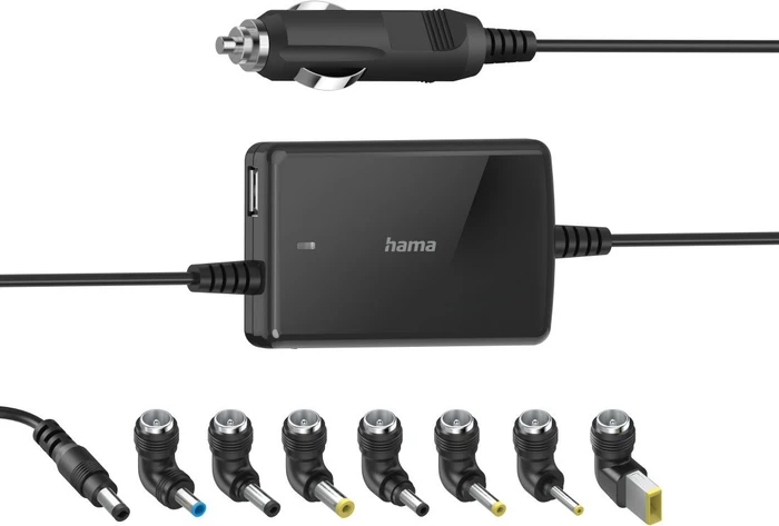 Hama Universal Kfz Notebook Netzteil, 1x USB-A, Hohlstecker mit Wechseladapter, 70W