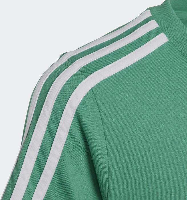 adidas Essentials 3-Streifen Cotton T-Shirt kurzarm semi court green/white (Junior)