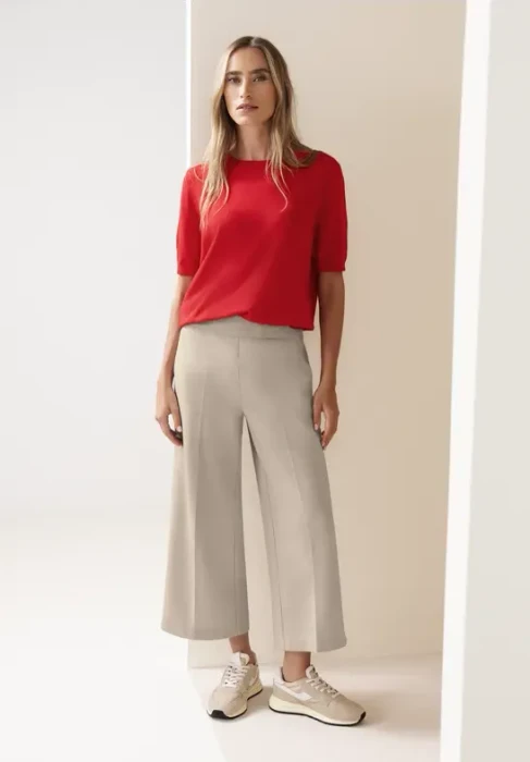 Street One High Waist Wide Leg im Casual Fit Hose cobble stone (Damen)