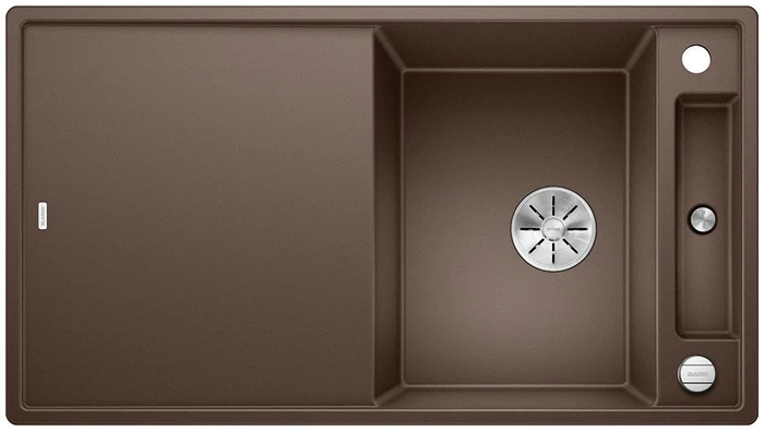 Blanco Axia III 5 S InFino Einbau Becken reversibel mit Ablauffernbedienung cafe inkl. Glasschneidbrett