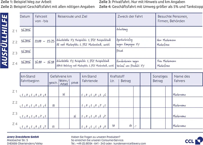 Avery-Zweckform Fahrtenbuch mit Jahresabrechnung, A6 quer, Softcover, 40 Blatt