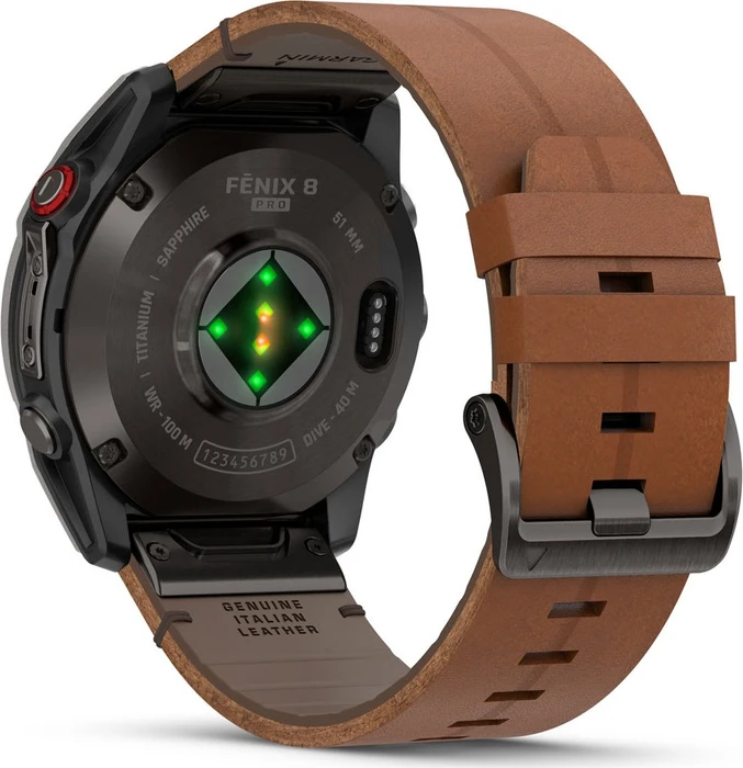Garmin Fenix 8 Pro 51mm AMOLED carbon grey dlc titanium/chestnut leather