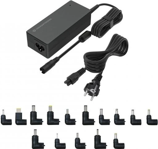 Conceptronic Universal Netzteil, 2-Pin-Stecker mit Wechseladapter, 90W