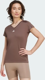 adidas Aeroready Train Essentials Minimal Branding V-Neck Funktionsshirt kurzarm earth strata/white (Damen)