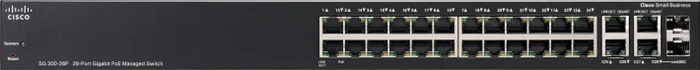Cisco SG300 Rackmount Gigabit Managed Switch, 26x RJ-45, 2x RJ-45/SFP, 180W PoE