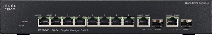 Cisco SG300 Desktop Gigabit Managed Switch, 8x RJ-45, 2x RJ-45/SFP