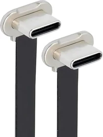NFHK/Jimier USB Kabel, Angled Flat Cable, USB 2.0, 480Mb/s, 65W, USB-C [Stecker] auf USB-C [Stecker], beidseitig gewinkelt, 15cm (NF-UC-170-0.15M)