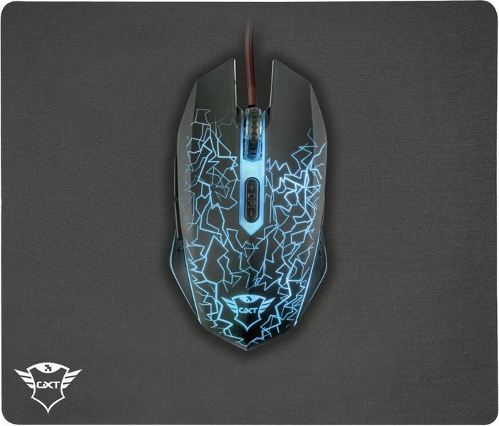 Trust Gaming GXT 783 Izza Gaming Mouse + Mousepad, schwarz, USB