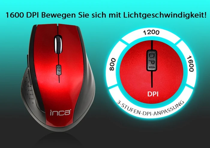 Inca IWM-500GLK Wireless Mouse rot/schwarz, USB