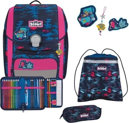 Scout Genius DIN Magic Sea Schultaschen-Set, 4-tlg.