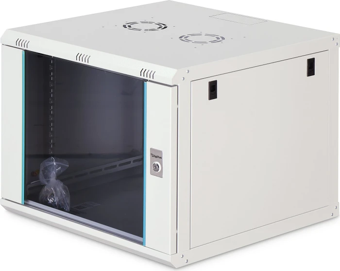 Digitus Dynamic-N Serie 19" Wandgehäuse 9HE, unmontiert, Sicherheitsglastür, IP2X, RAL 7035, 600mm tief