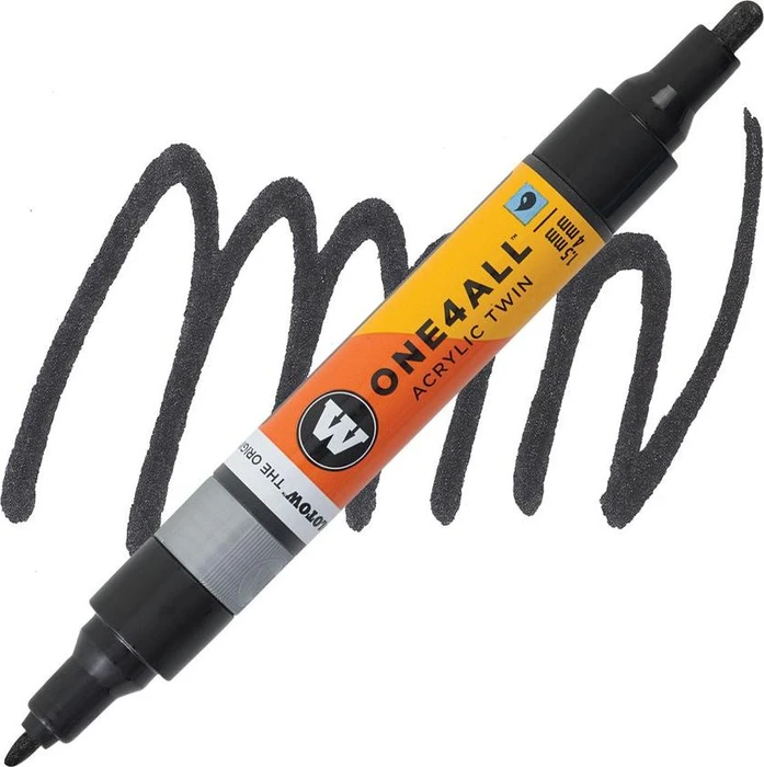 Molotow ONE4ALL Twin 1.5/4mm Acrylmarker schwarz metallic