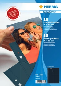 Herma Fotosichthüllen schwarz, 90x130mm, hoch, 10 Stück, 5er Pack