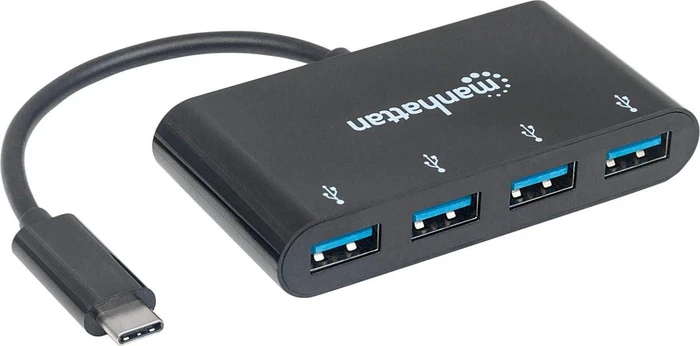 Manhattan USB-Hub, 4x USB-A 3.0, USB-C 3.0 [Stecker]