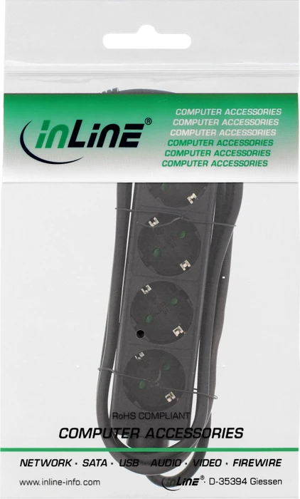 InLine Steckdosenleiste, 4-fach, 5m, schwarz (16445E) – Bild 2 von 2
