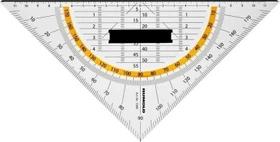 Rumold Geodreieck 25cm, mit Schneidekante und Griff, transparent