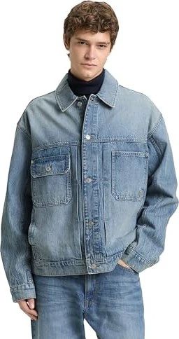 Tom Tailor Relaxed Fit mit Eingriffstaschen Jeansjacke tinted blue denim (Herren)
