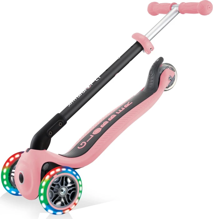 Globber Go Up Foldable Lights Kickboard pale pink/black