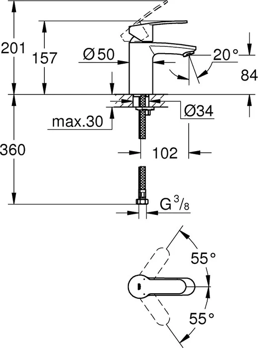 Grohe Eurostyle Cosmopolitan Einhand-Waschbeckenarmatur 1/2" S-Size chrom