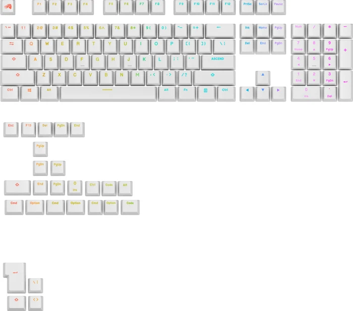 Glorious GPBT Backlit Keycaps, Kunststoff (PBT), weiß, 130 Tasten, ANSI-US