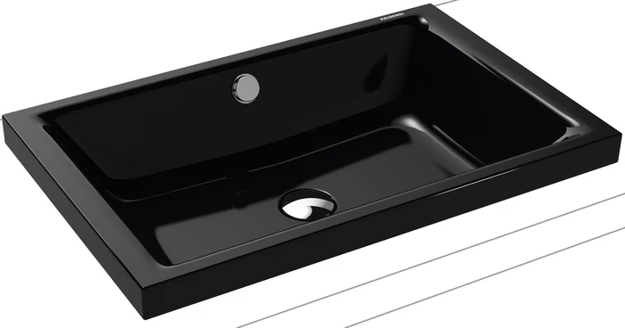 Kaldewei Puro S 3173 Aufsatzwaschtisch 60x38.5x40cm, Perl-Effekt, ohne Hahnloch, schwarz (908906003701)