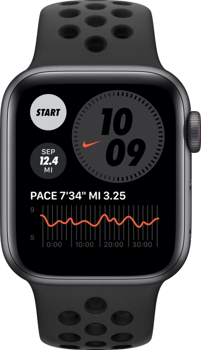 Apple Watch Nike SE (GPS + Cellular) 40mm space grau mit Sportarmband anthrazit/schwarz