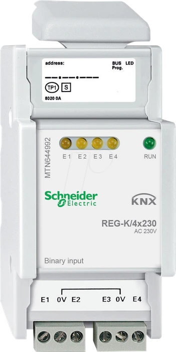 Schneider Electric SpaceLogic KNX Binäreingang REG-K/4x230 4-fach, 230V