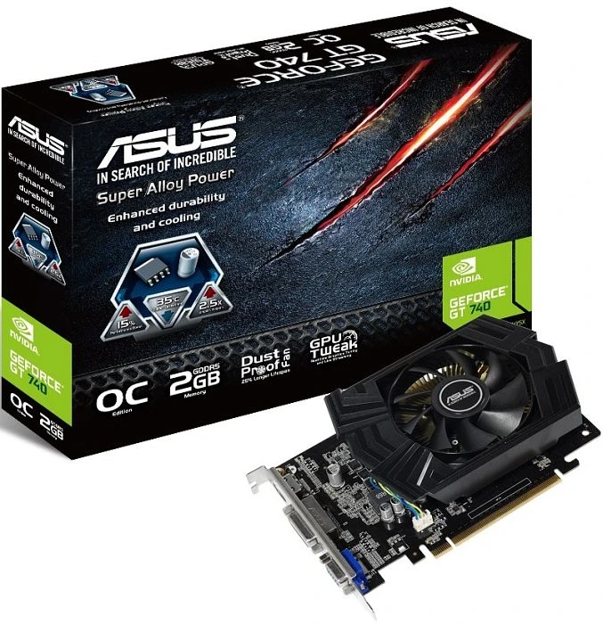 ASUS GeForce GT 740 OC, GT740-OC-2GD5, 2GB GDDR5, VGA, DVI, HDMI