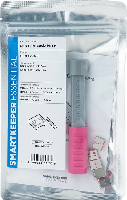 SmartKeeper USB-A Portblocker, Essential Basic, UL03, pink, 6er-Pack