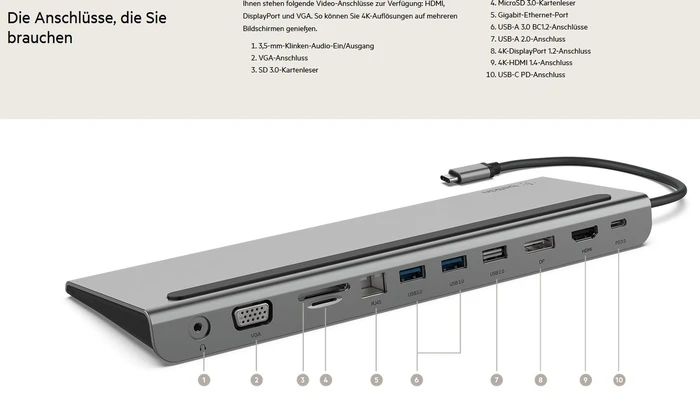 Belkin USB-C 11-in-1 Multiport Dock, USB-C 3.0 [Stecker]