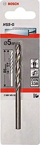 Bosch Professional HSS-G Spiralbohrer, 5x52x86mm, 1 Stück