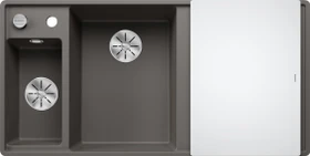 Blanco Axia III 6 S-F InFino Becken links mit Ablauffernbedienung vulkangrau inkl. Glasschneidebrett