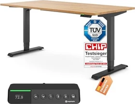 Ergotopia Desktopia Pro X elektrisch höhenverstellbarer Sitz-Steh-Schreibtisch 180x80cm Eiche/schwarz