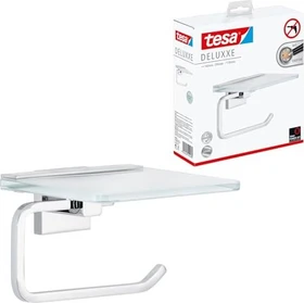 tesa Deluxxe Toilettenpapierhalter mit Ablage inkl. Klebelösung chrom