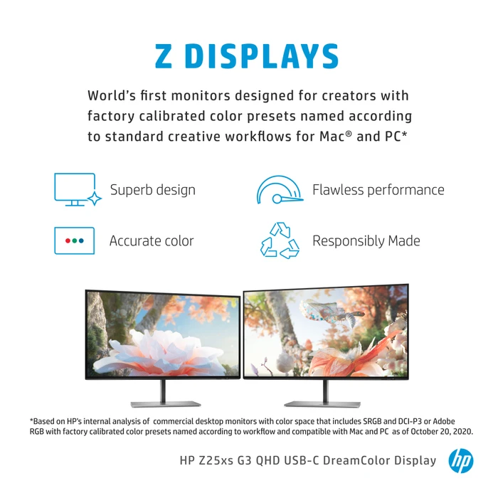 HP Z25xs G3 QHD USB-C DreamColor Display, 25"