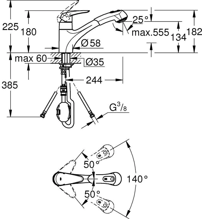 Grohe Eurodisc Spültischbatterie 1/2" chrom