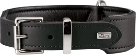 Hunter Basic Hundehalsband, beschichtetes Spaltleder, Kunstleder, schlicht, robust, 60 M-L, schwarz