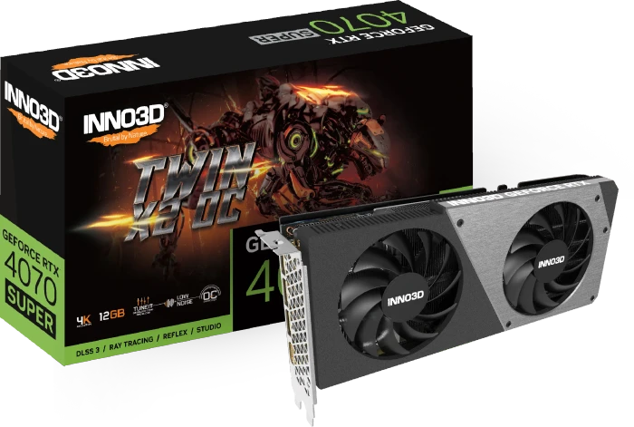 INNO3D GeForce RTX 4070 SUPER Twin X2 OC, 12GB GDDR6X, HDMI, 3x DP