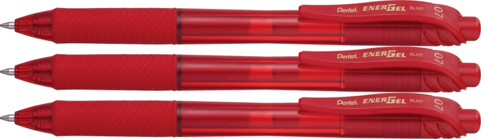 Pentel EnerGel X BL107 0.7mm/0.35mm Gelroller rot/transparent, 3er-Pack
