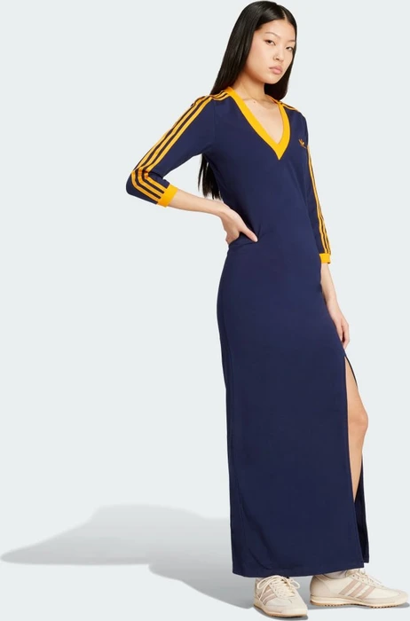 adidas Adicolor Classics 3-Streifen Maxi Kleid night indigo/crew orange (Damen)