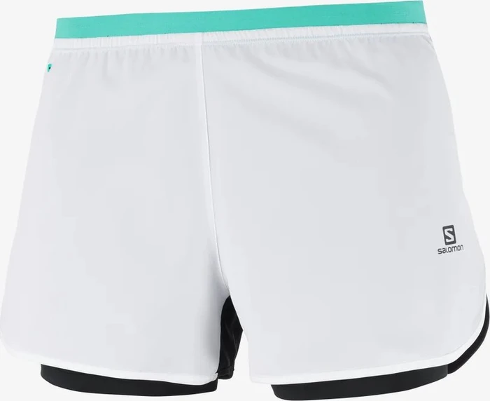 Salomon Cross 2in1 Laufhose kurz white/black/pool blue (Damen)