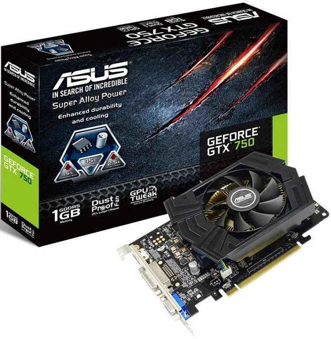 ASUS GeForce GTX 750, GTX750-PH-1GD5, 1GB GDDR5, VGA, DVI, HDMI