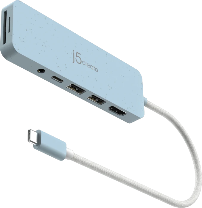 j5create Eco-Friendly 7-in1 USB-C Multi-Port Hub with Power Delivery rosa, USB-C 3.0 [Stecker]